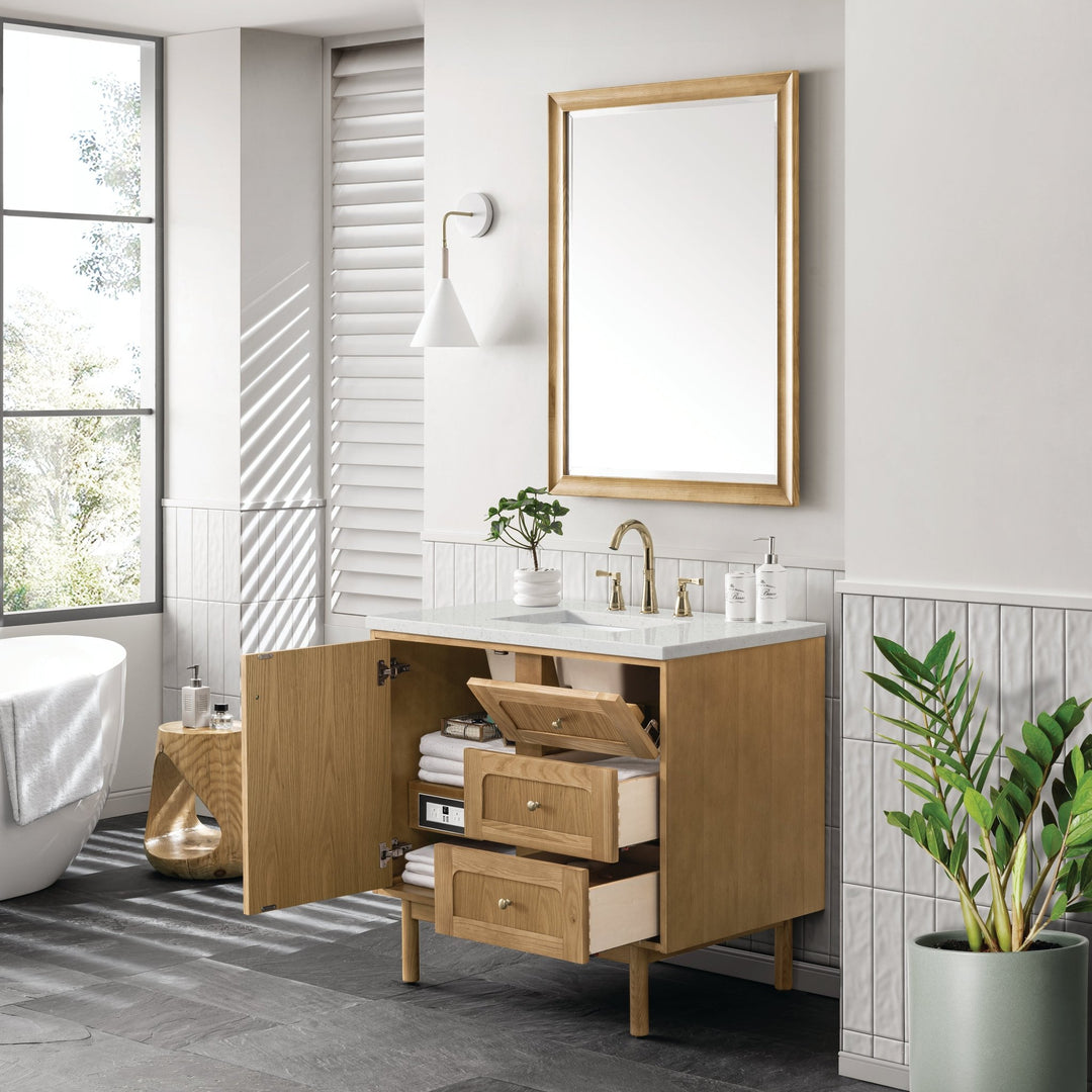 Laurent 36" Single Vanity, Light Natural Oak w/ 3 CM Lime Delight Top