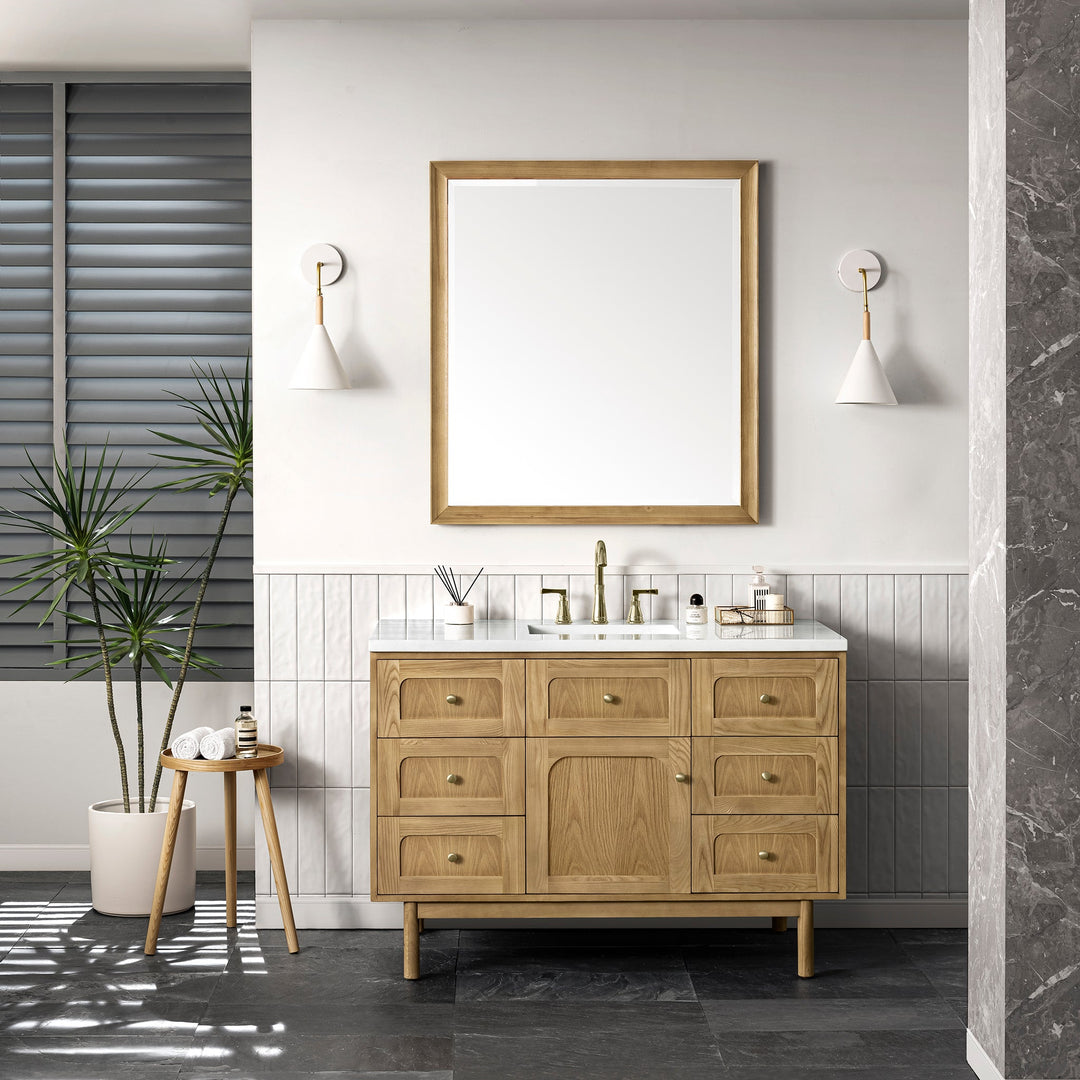Laurent 48" Single Vanity, Light Natural Oak w/ 3 CM Arctic Fall Top