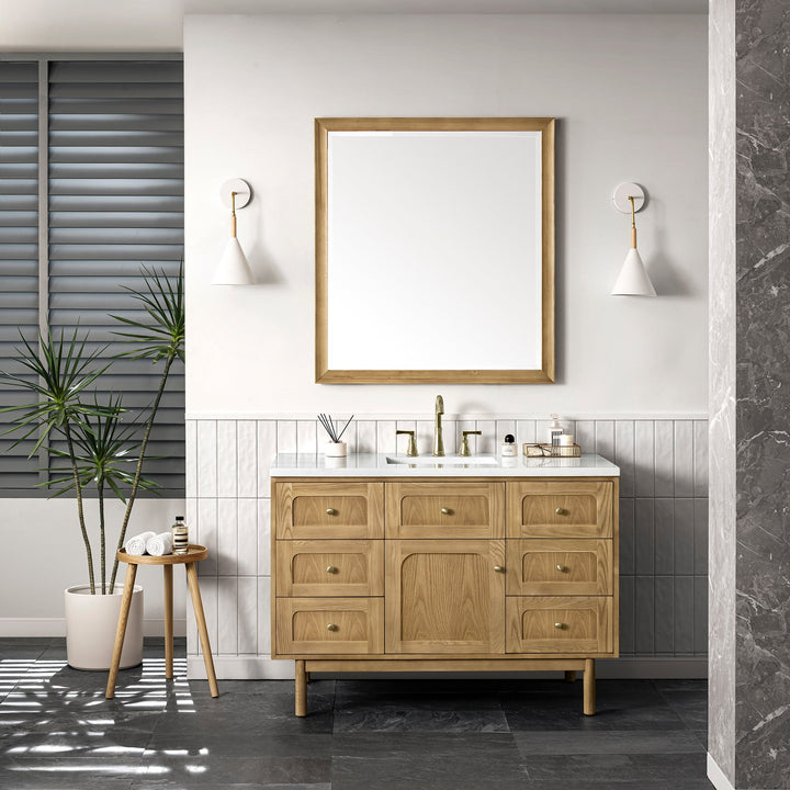 Laurent 48" Single Vanity, Light Natural Oak w/ 3 CM Arctic Fall Top
