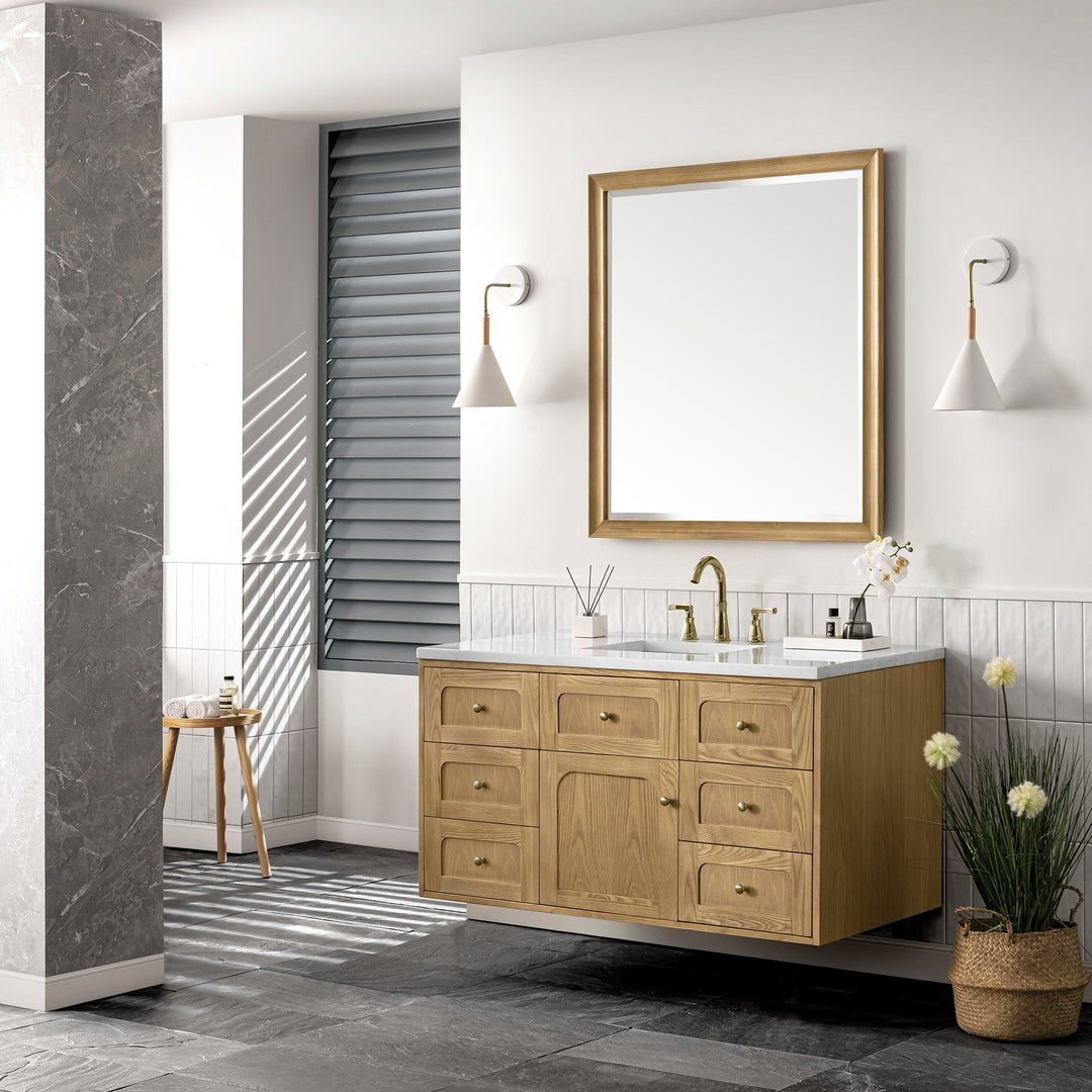 Laurent 48" Single Vanity, Light Natural Oak w/ 3 CM Arctic Fall Top