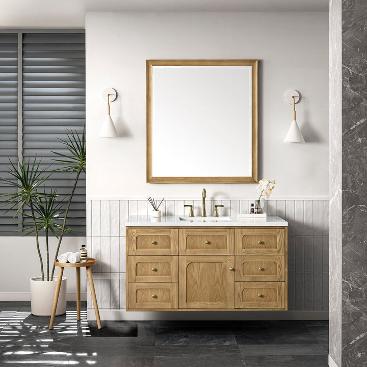 Laurent 48" Single Vanity, Light Natural Oak w/ 3 CM Arctic Fall Top