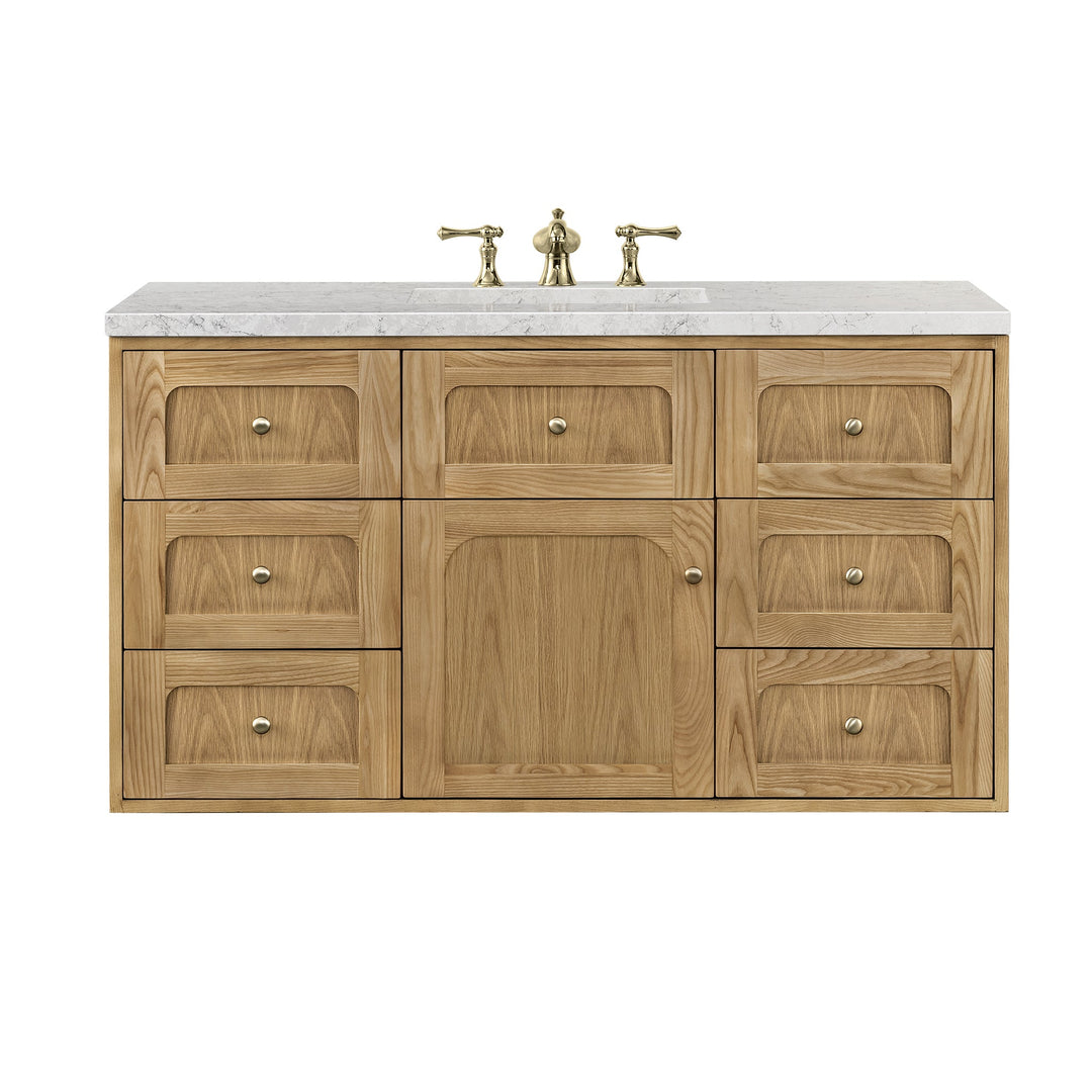 Laurent 48" Single Vanity, Light Natural Oak w/ 3 CM Eternal Jasmine Pearl Top