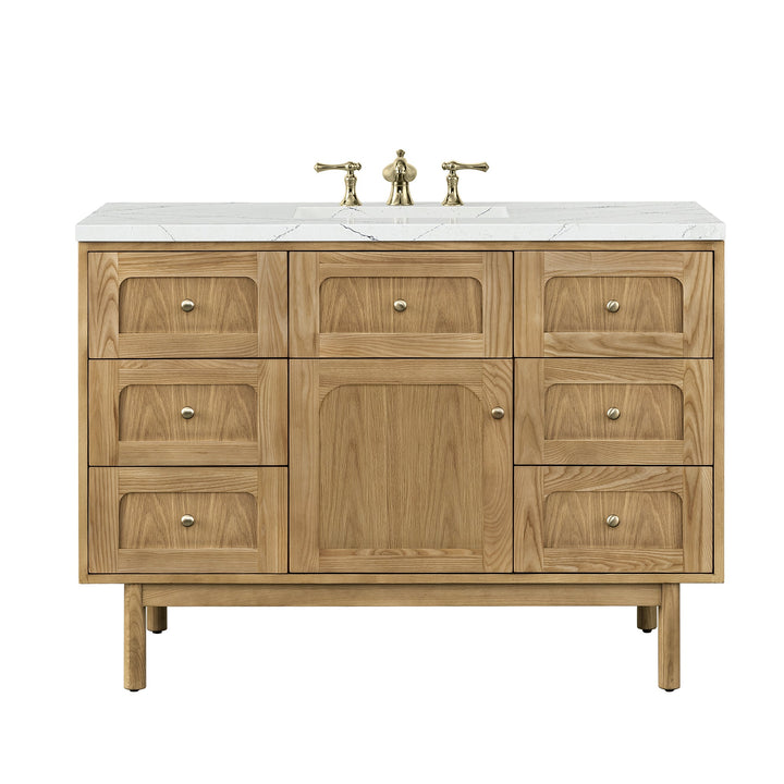 Laurent 48" Single Vanity, Light Natural Oak w/ 3 CM Ethereal Noctis Top