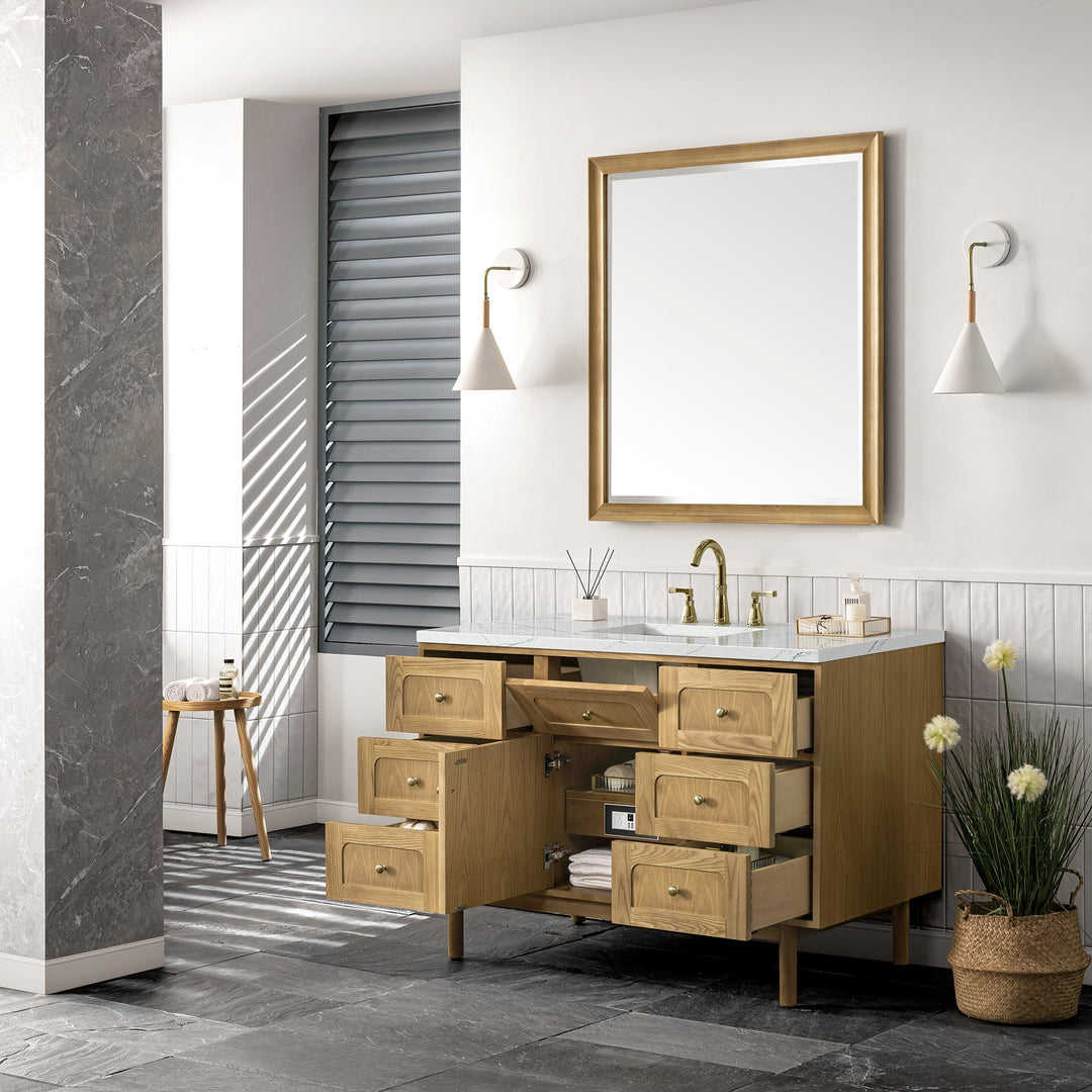 Laurent 48" Single Vanity, Light Natural Oak w/ 3 CM Ethereal Noctis Top