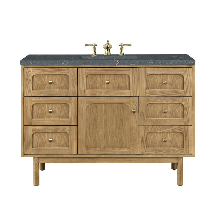 Laurent 48" Single Vanity, Light Natural Oak w/ 3 CM Parisien Bleu Top w/FreePower Wireless Charger