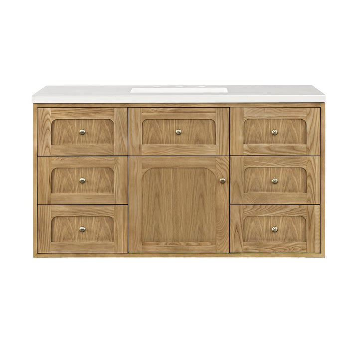 Laurent 48" Single Vanity, Light Natural Oak w/ 3 CM White Zeus Top