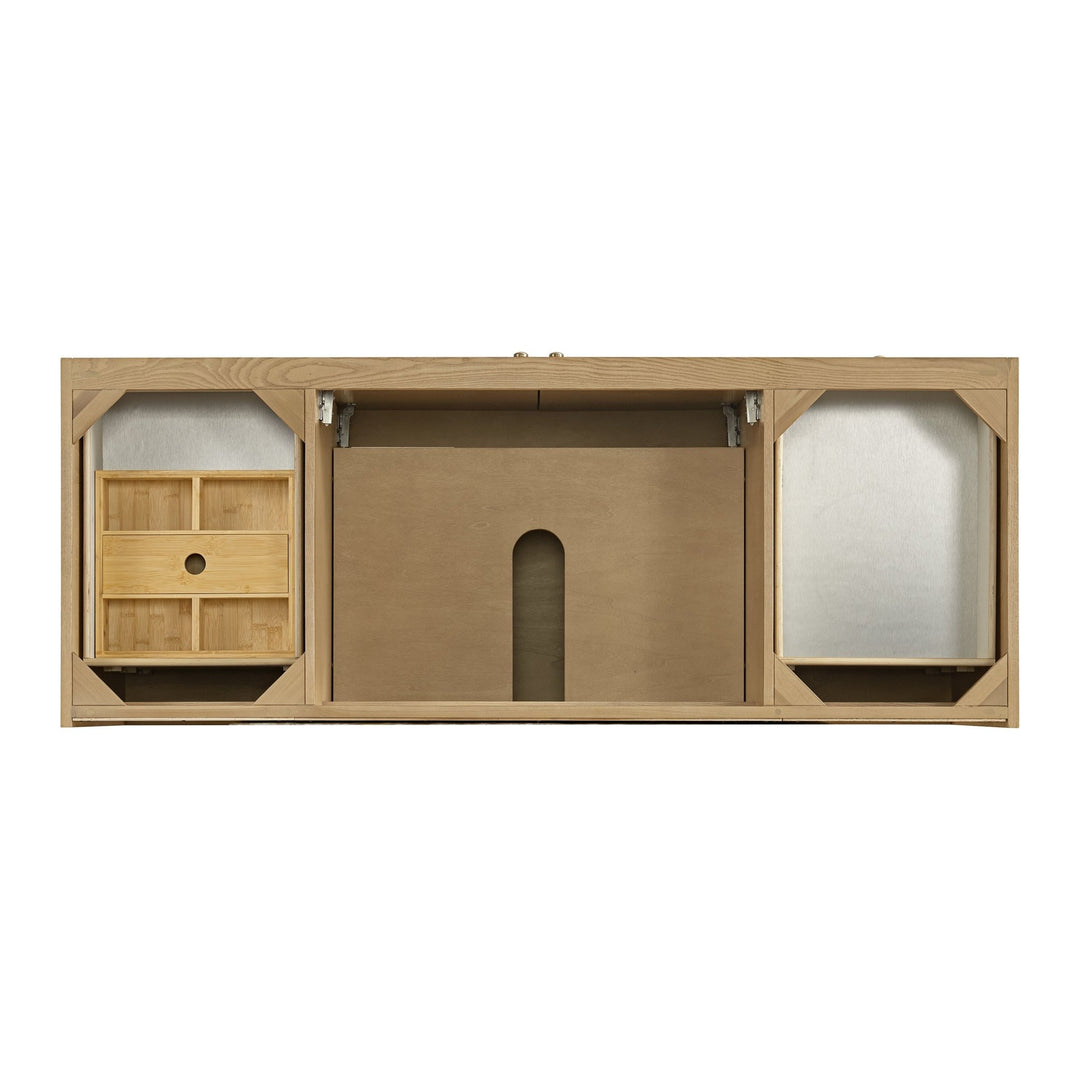 Laurent 60" Single Vanity, Light Natural Oak, w/ 3 CM Lime Delight Quartz Top