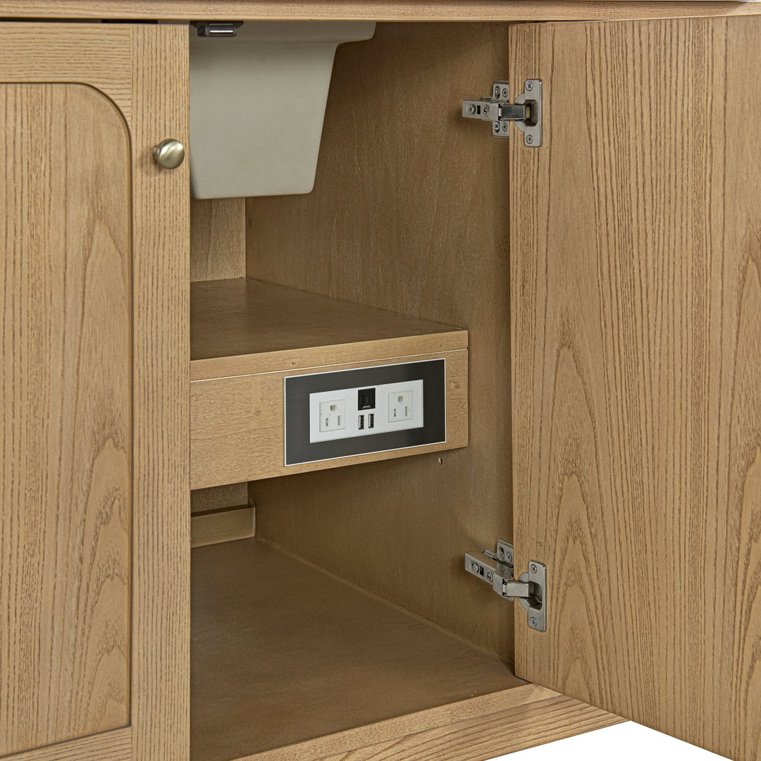 Laurent 60" Single Vanity, Light Natural Oak, w/ 3 CM Parisien Bleu Quartz Top