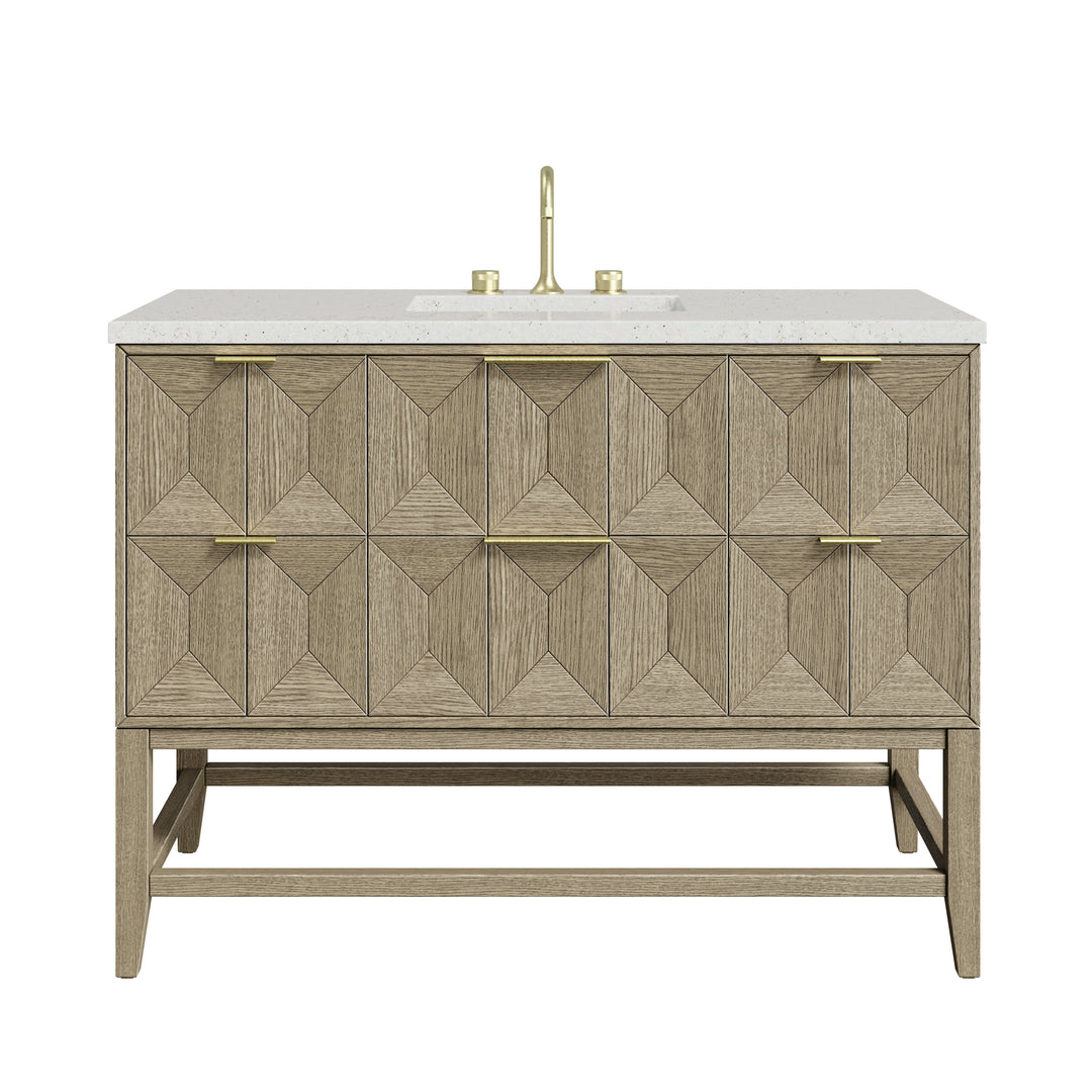Emmeline 48" Single Vanity, Pebble Oak w/ 3 CM Lime Delight Silestone Top