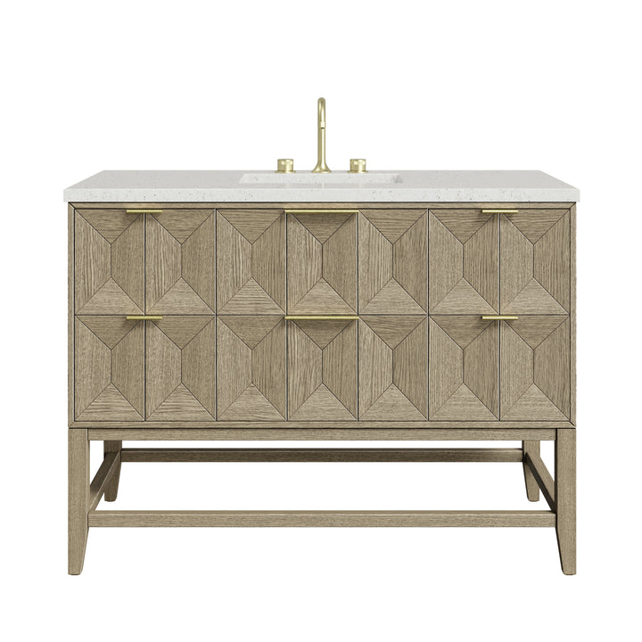 Emmeline 48" Single Vanity, Pebble Oak w/ 3 CM Lime Delight Silestone Top