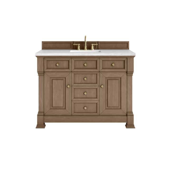Brookfield 48" Single Vanity, Pecan w/ 3 CM Arctic Fall Solid Surface Top