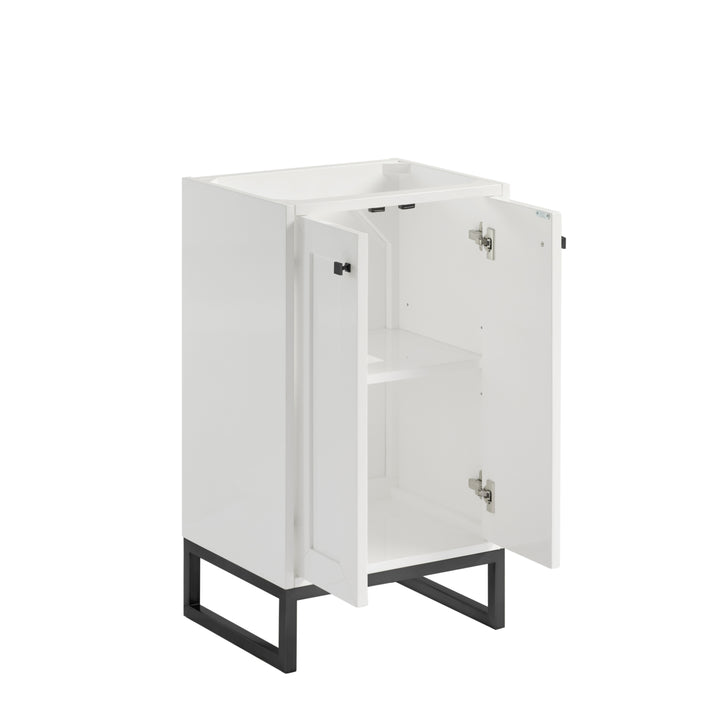 Chianti 20" Single Vanity, Glossy White, Matte Black, w/ White Glossy Composite Stone Top