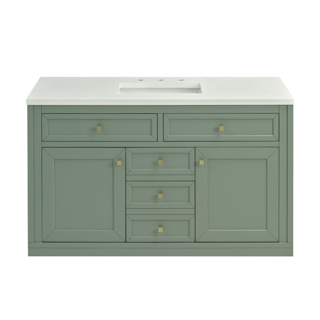 Chicago 48" Single Vanity, Smokey Celadon, w/ 3 CM White Zeus Silestone® Top