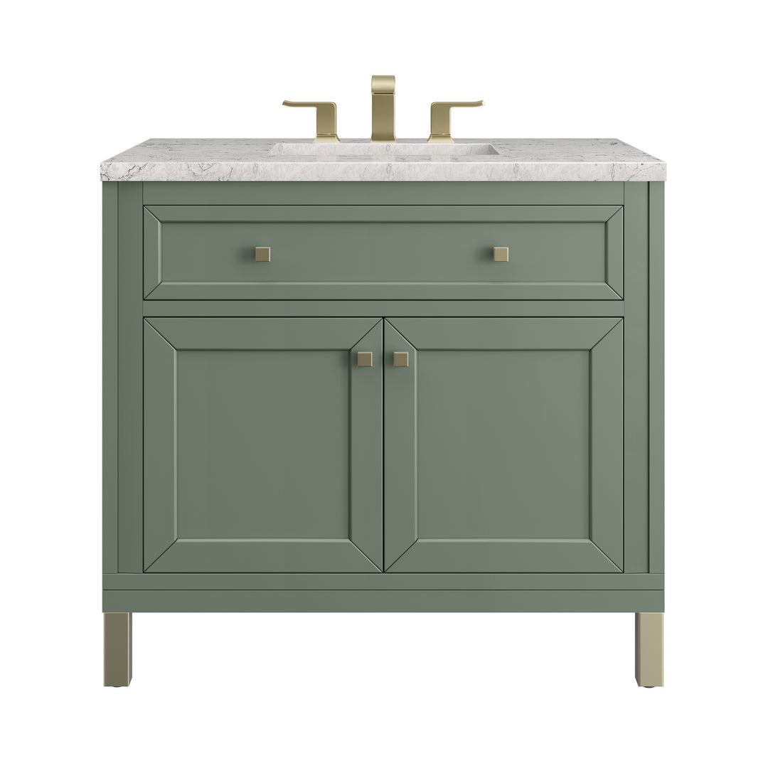 Chicago 36" Single Vanity, Smokey Celadon, w/ 3 CM Eternal Jasmine Pearl Silestone® Top