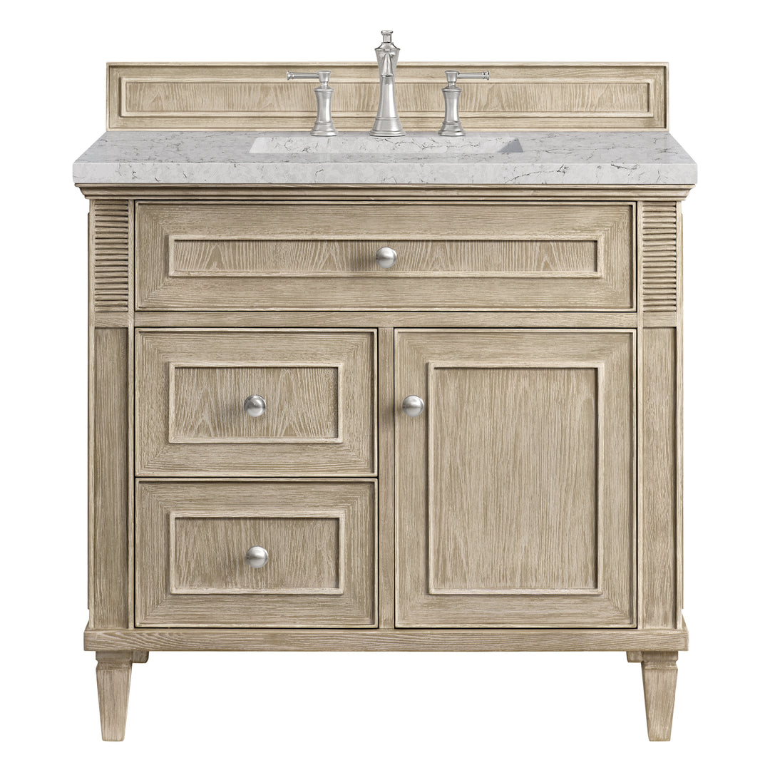 Lorelai 36" Single Vanity, Whitewashed Oak w/ 3 CM Eternal Jasmine Pearl Silestone Top
