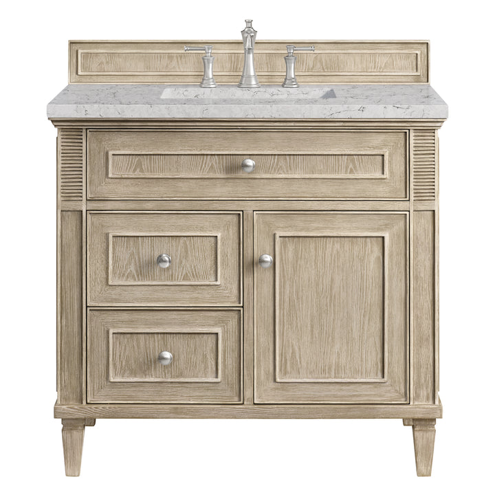 Lorelai 36" Single Vanity, Whitewashed Oak w/ 3 CM Eternal Jasmine Pearl Silestone Top