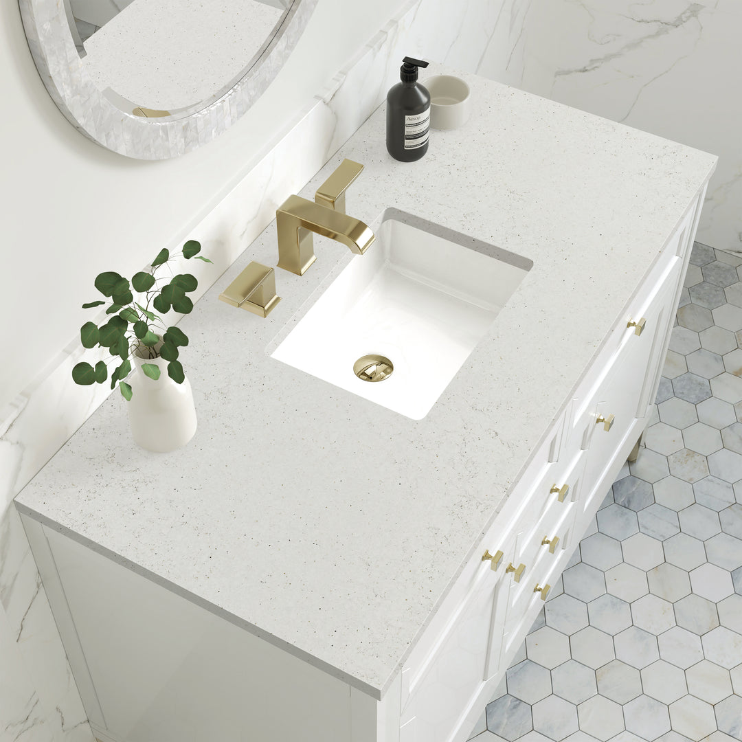 Chicago 48" Single Vanity, Glossy White, w/ 3 CM Lime Delight Silestone® Top