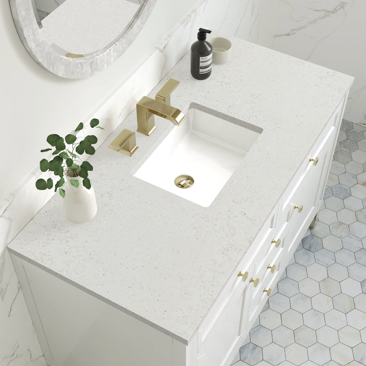 Chicago 48" Single Vanity, Glossy White, w/ 3 CM Lime Delight Silestone® Top