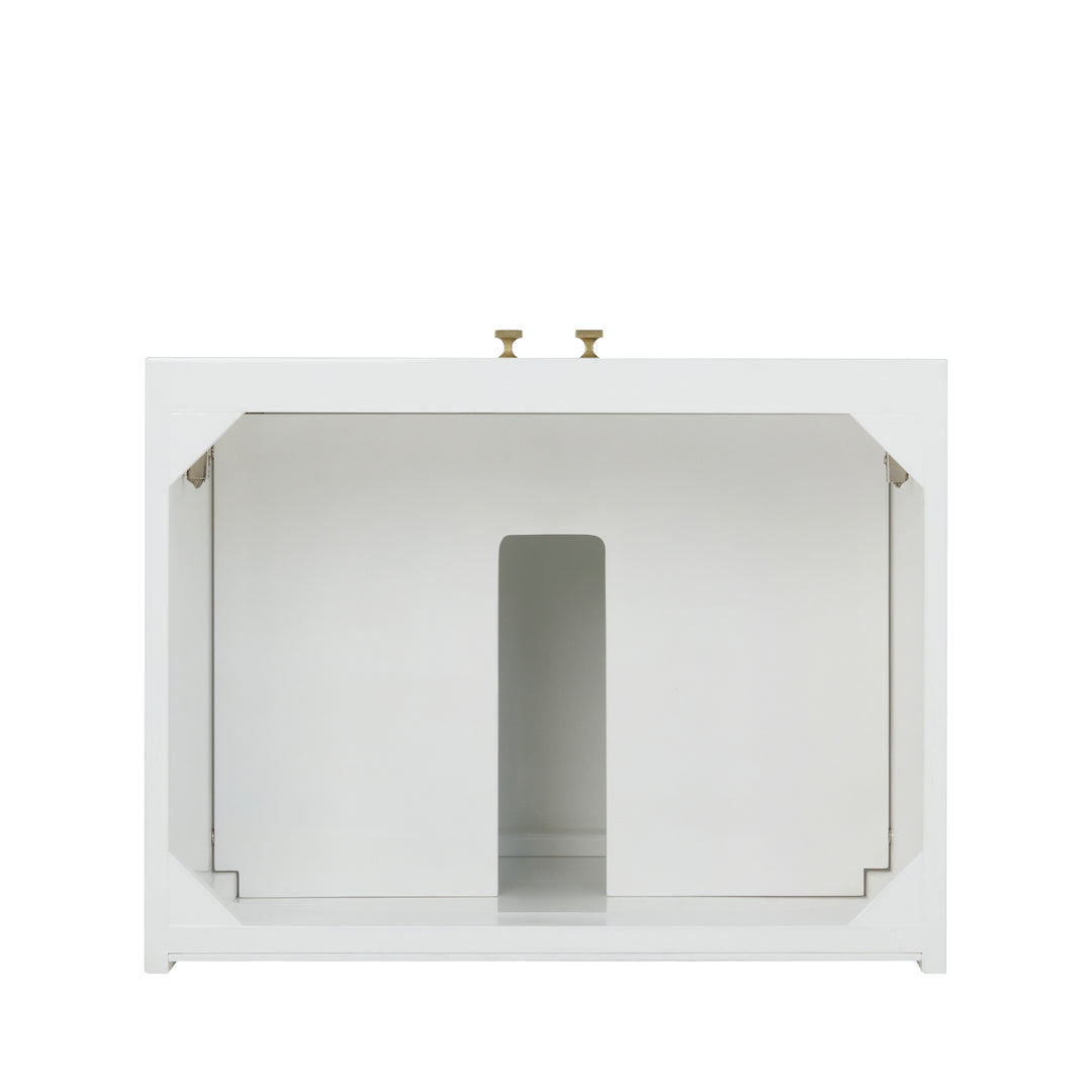 Chianti 24" Single Cabinet, Glossy White, Champagne Brass