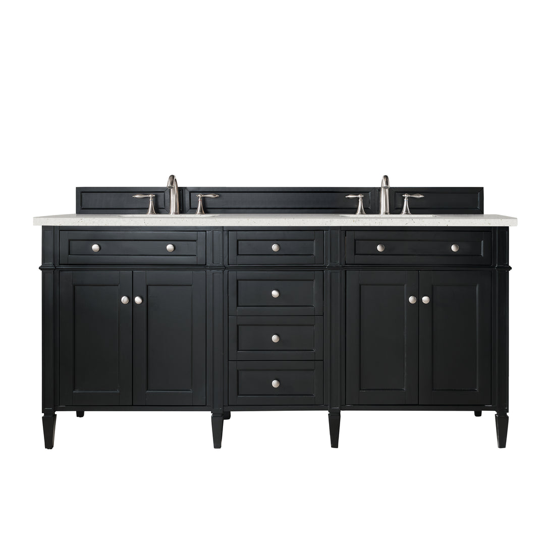 Brittany 72" Double Vanity, Black Onyx w/ 3 CM Lime Delight Silestone Top