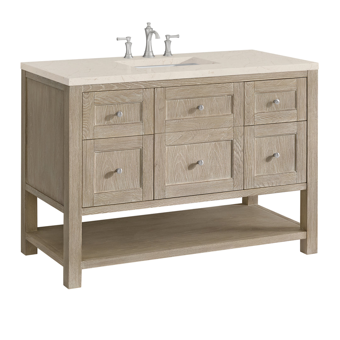 Breckenridge 48" Single Vanity, Whitewashed Oak w/ 3 CM Eternal Marfil Silestone Top