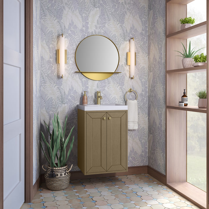 Chianti 20" Single Vanity, Walnut Whisper, Champagne Brass, w/ White Glossy Composite Stone Top