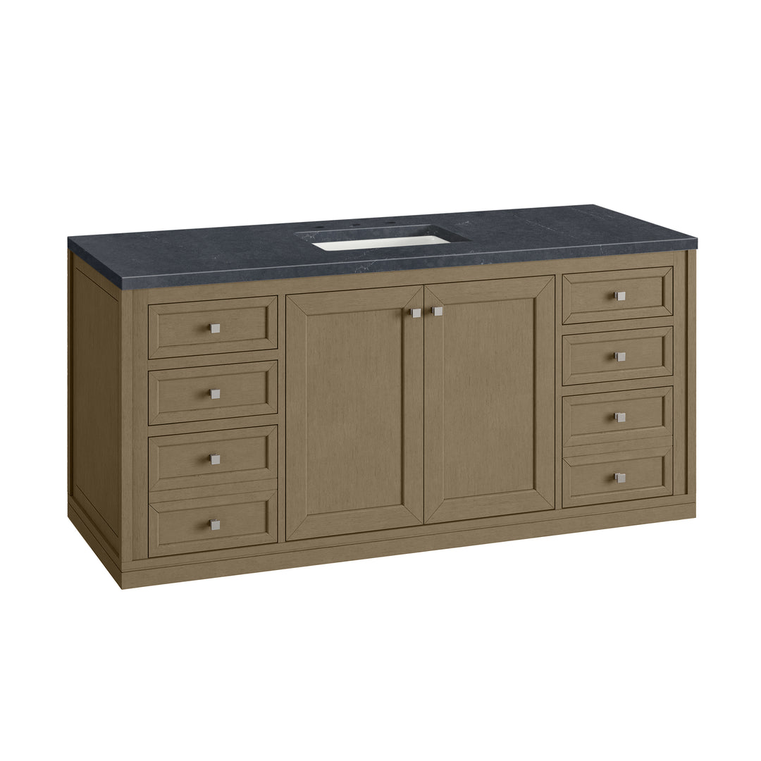 Chicago 60" Single Vanity, Walnut Whisper, w/ 3 CM Charcoal Soapstone Silestone® Top