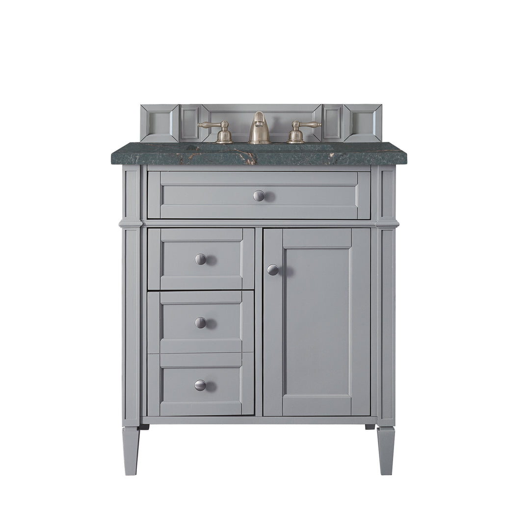 Brittany 30" Single Vanity, Urban Gray, w/ 3 CM Parisien Bleu Silestone Top