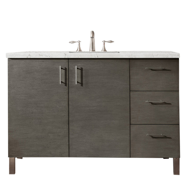 Metropolitan 48" Single Vanity, Silver Oak w/ 3 CM Eternal Jasmine Pearl Silestone Top