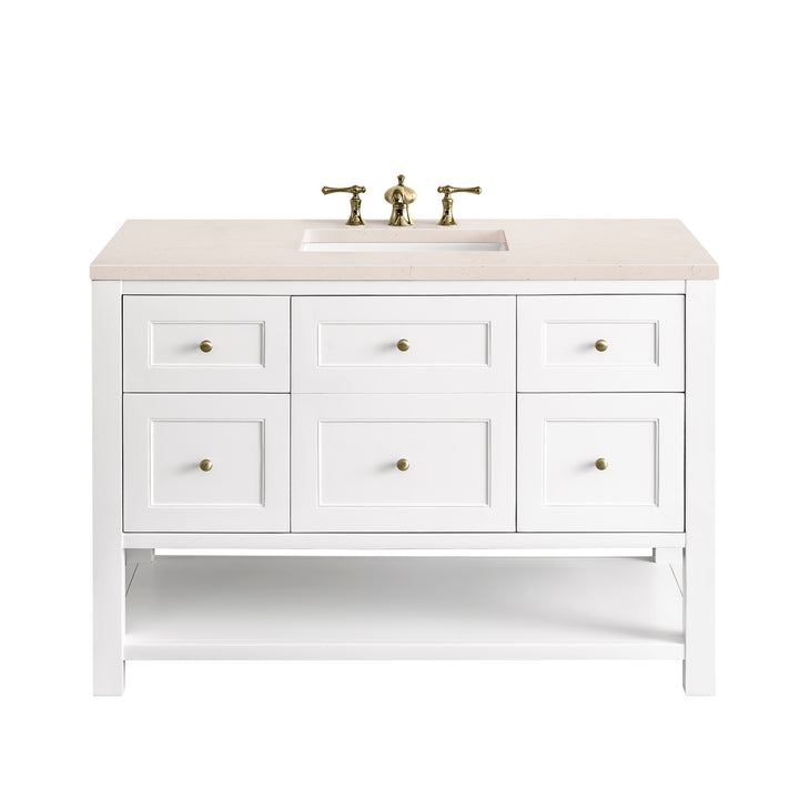 Breckenridge 48" Single Vanity, Bright White w/ 3 CM Eternal Marfil Top