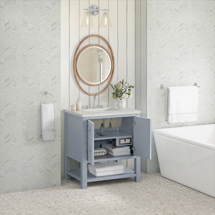 Breckenridge 30" Single Vanity, Serenity Blue, w/ 3 CM Lime Delight Quartz Top