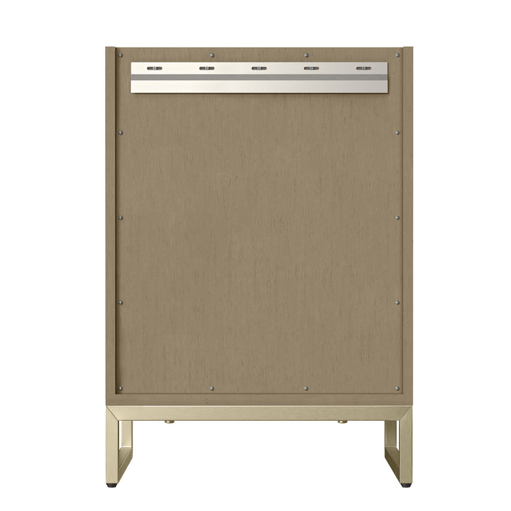 Chianti 24" Single Vanity, Walnut Whisper, Champagne Brass, w/ White Glossy Composite Stone Top