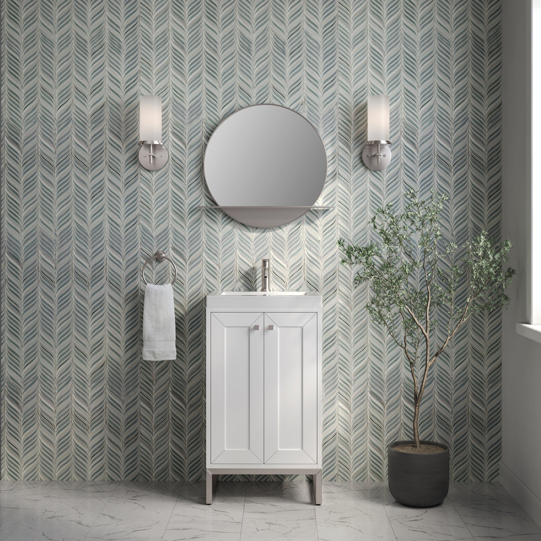 Chianti 20" Single Vanity, Glossy White, Brushed Nickel, w/ White Glossy Composite Stone Top