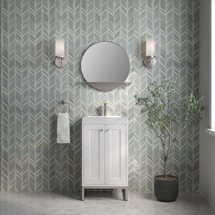 Chianti 20" Single Vanity, Glossy White, Brushed Nickel, w/ White Glossy Composite Stone Top