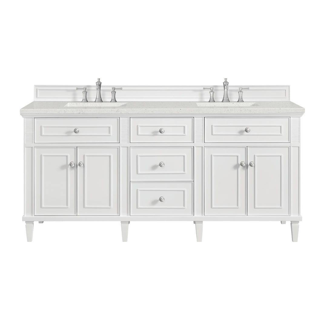 Lorelai 72" Double Vanity, Bright White w/ 3 CM Lime Delight Silestone Top
