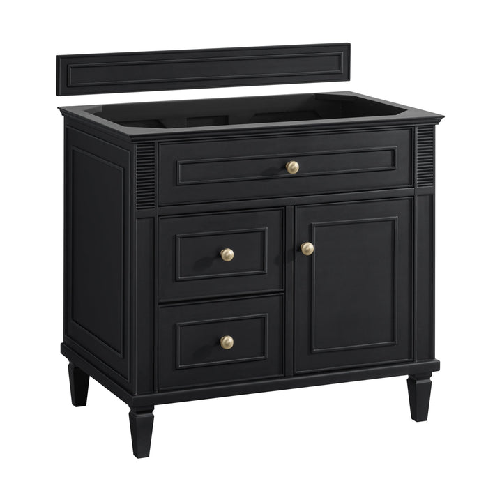 Lorelai 36" Single Vanity, Black Onyx w/ 3 CM Victorian Silver Silestone Top