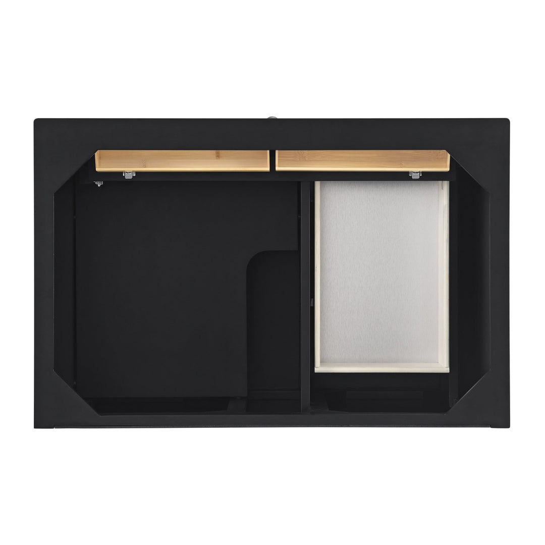 Lorelai 36" Single Vanity, Black Onyx w/ 3 CM Victorian Silver Silestone Top