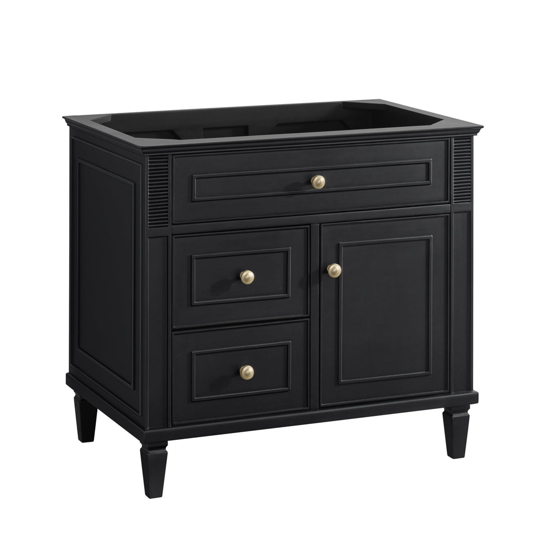 Lorelai 36" Single Vanity, Black Onyx w/ 3 CM White Zeus Silestone Top