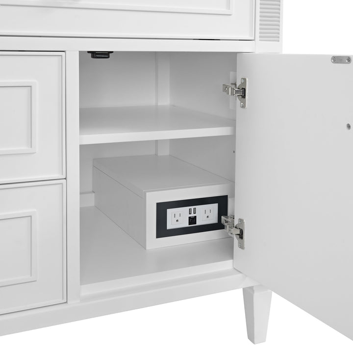 Lorelai 36" Single Vanity, Bright White w/ 3 CM Arctic Fall Solid Surface Top
