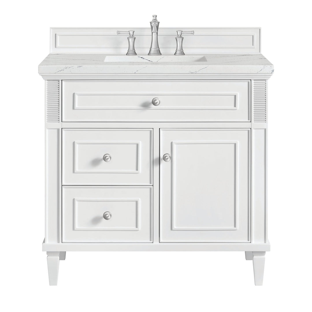 Lorelai 36" Single Vanity, Bright White w/ 3 CM Ethereal Noctis Silestone Top