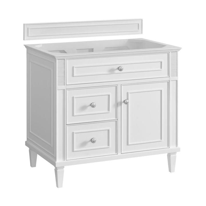 Lorelai 36" Single Vanity, Bright White w/ 3 CM Parisien Bleu Silestone Top