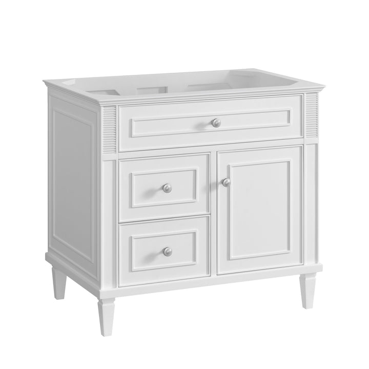 Lorelai 36" Single Vanity, Bright White w/ 3 CM White Zeus Silestone Top