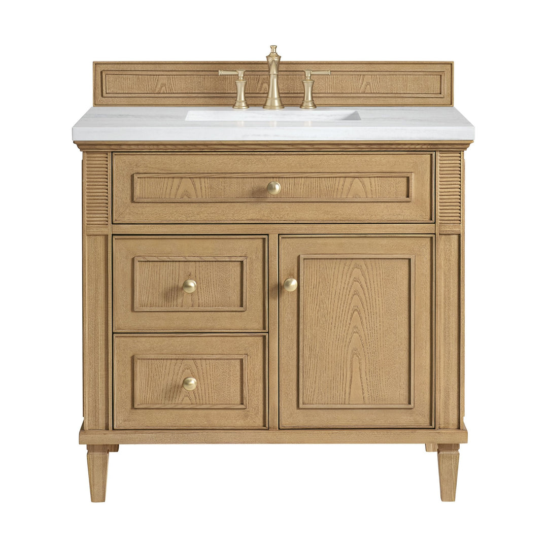 Lorelai 36" Single Vanity, Light Natural Oak w/ 3 CM Arctic Fall Solid Surface Top