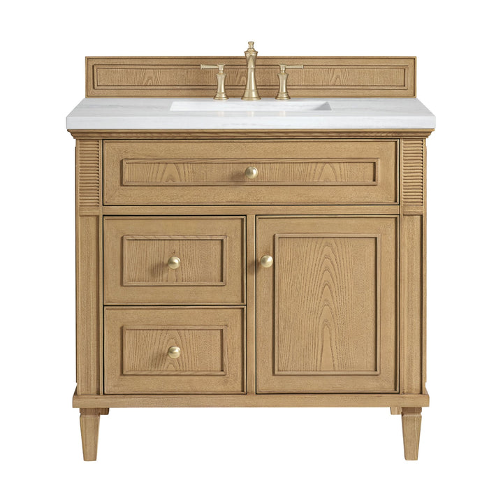 Lorelai 36" Single Vanity, Light Natural Oak w/ 3 CM Arctic Fall Solid Surface Top