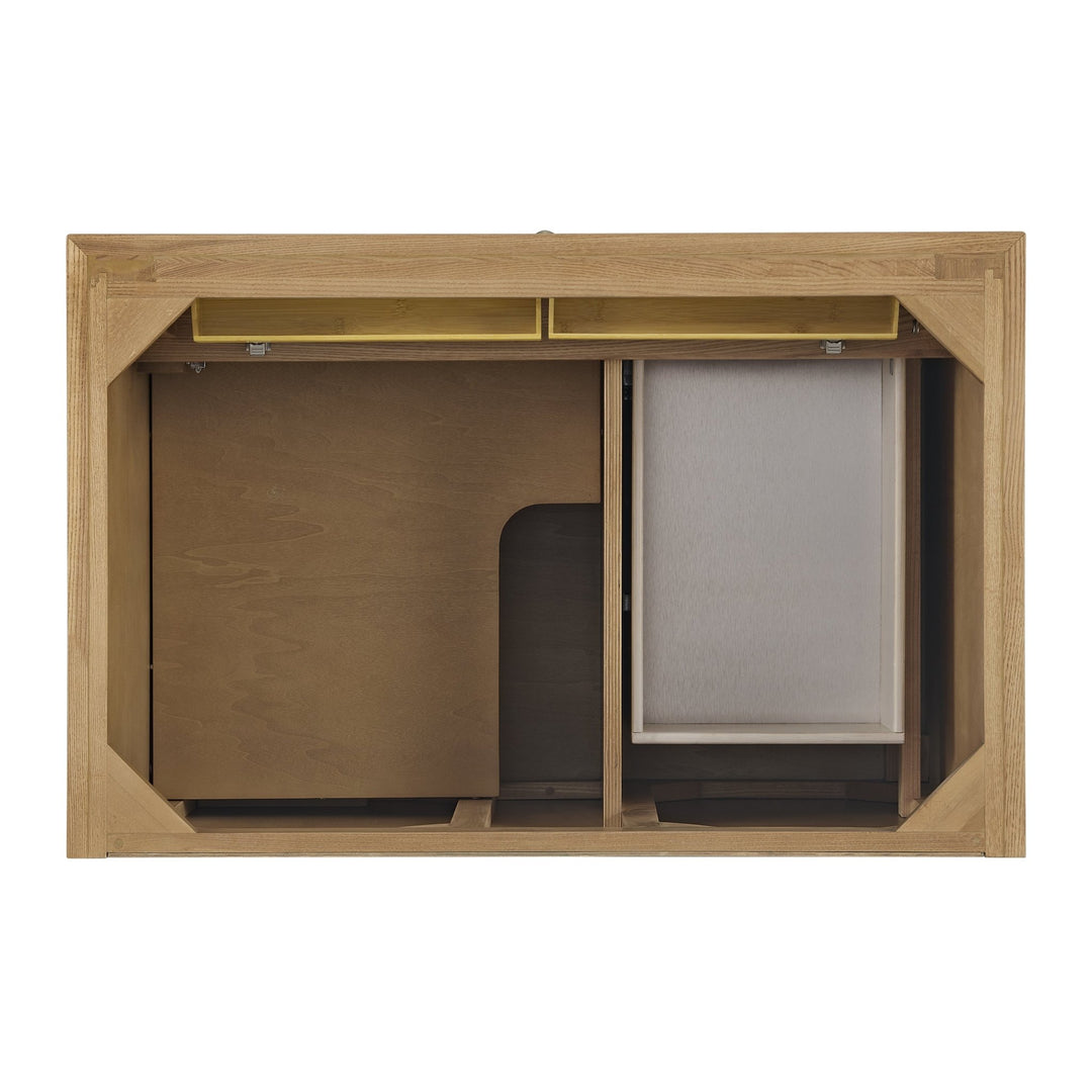 Lorelai 36" Single Vanity, Light Natural Oak w/ 3 CM Arctic Fall Solid Surface Top