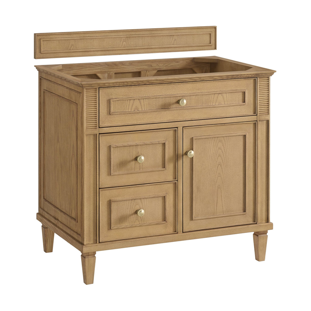 Lorelai 36" Single Vanity, Light Natural Oak w/ 3 CM Arctic Fall Solid Surface Top