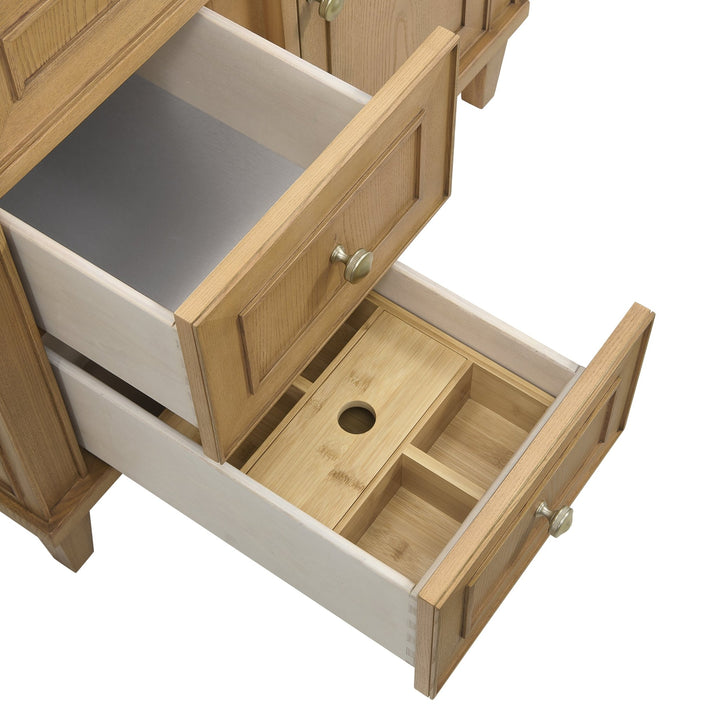 Lorelai 36" Single Vanity, Light Natural Oak w/ 3 CM Arctic Fall Solid Surface Top