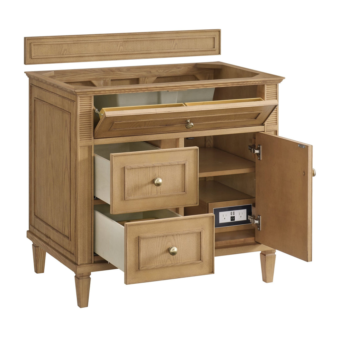 Lorelai 36" Single Vanity, Light Natural Oak w/ 3 CM Ethereal Noctis Silestone Top