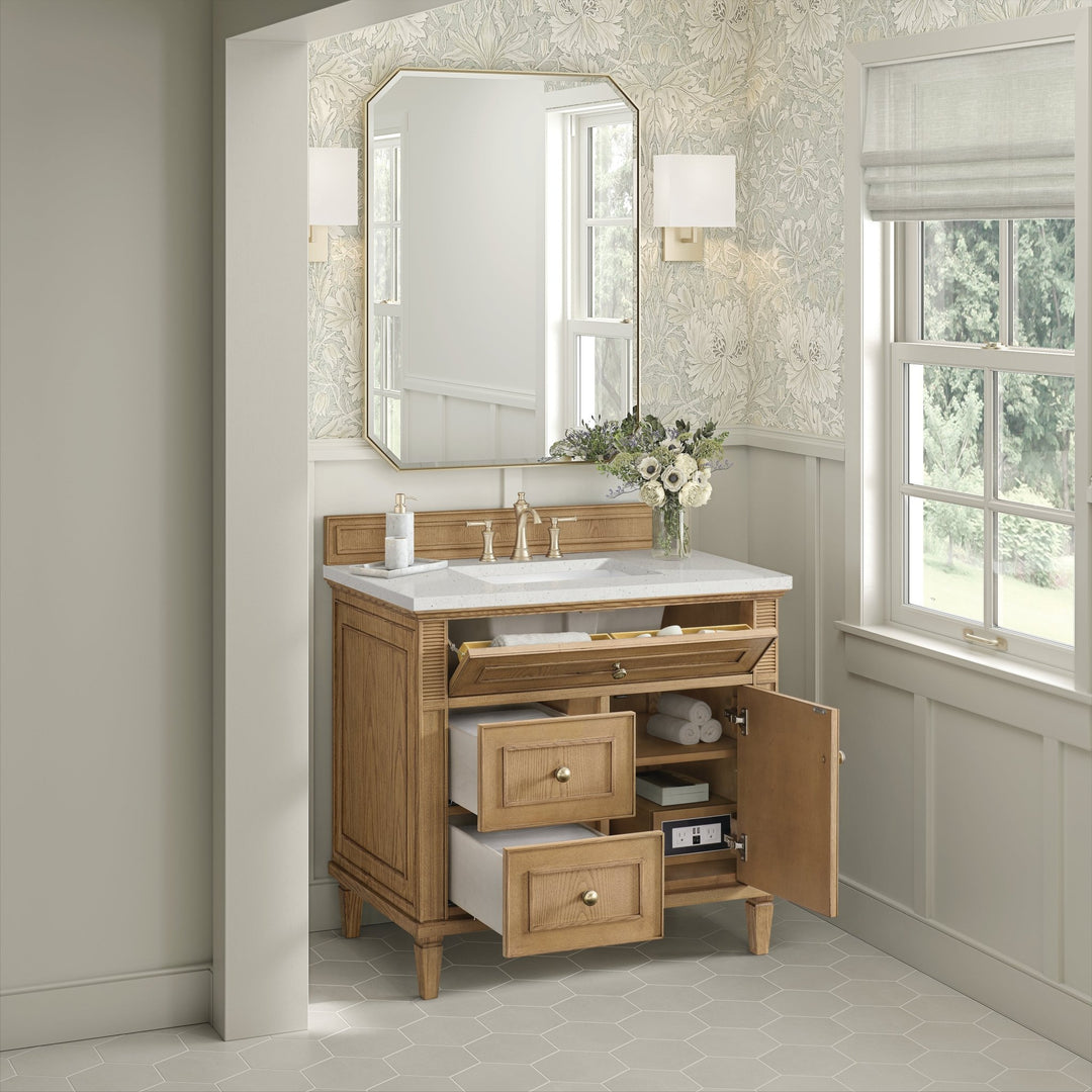 Lorelai 36" Single Vanity, Light Natural Oak w/ 3 CM Lime Delight Silestone Top