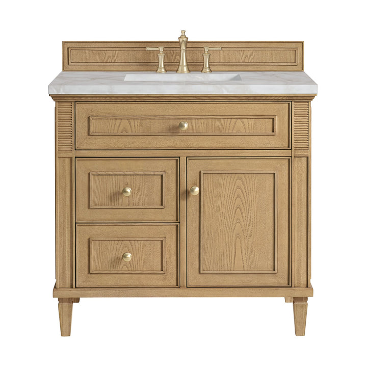 Lorelai 36" Single Vanity, Light Natural Oak w/ 3 CM Victorian Silver Silestone Top
